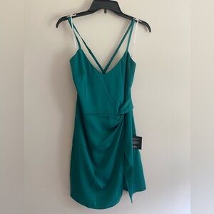 Lulu's Strappy Teal Backless Dress